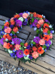Funeral Flowers | Funeral Wreaths | Vibrant Orange & Purple Wreath