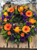 Funeral Flowers | Funeral Wreaths | Vibrant Orange & Purple Wreath