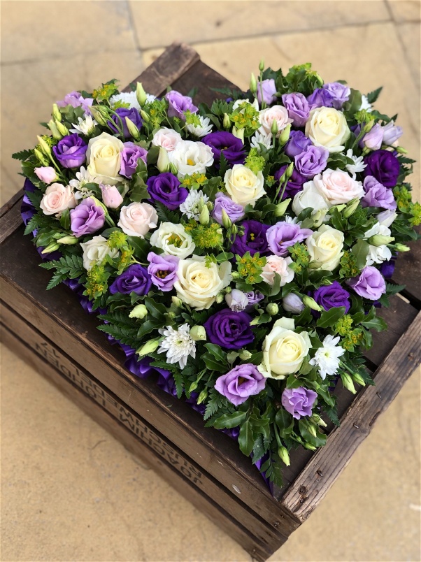 Funeral Flowers | Funeral Hearts | Loose Purple & White Heart
