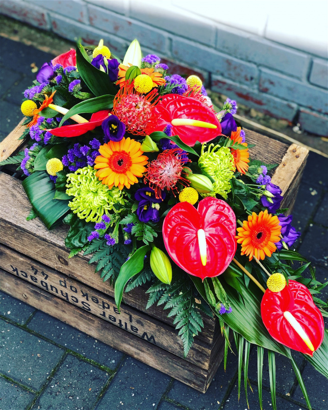 Funeral Flowers | Teardrop Sprays | Tropical Tear Drop Spray