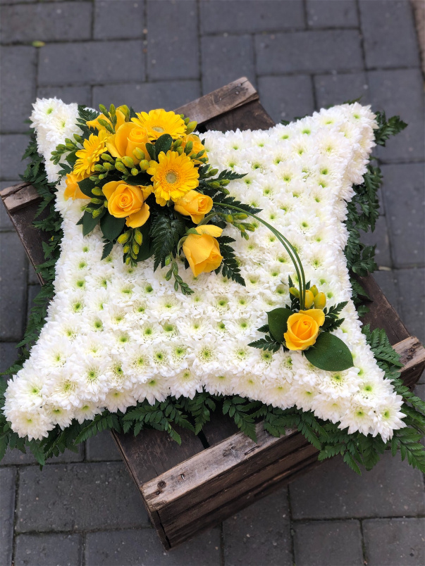 Funeral Flowers | Personal Funeral Tributes | Foliage Edged Cushion