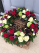 Funeral Flowers | Funeral Wreaths | Red & White Rustic Rose Wreath