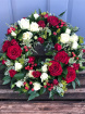 Funeral Flowers | Funeral Wreaths | Red & White Rustic Rose Wreath