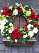 Funeral Flowers | Funeral Wreaths | Red & White Rustic Rose Wreath