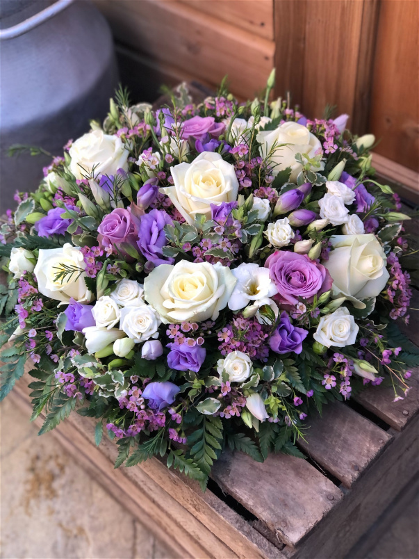 Funeral Flowers | Funeral Posy?s | White Rose & Lilac Freesia Posy