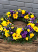 Funeral Flowers | Funeral Wreaths | Purple & Lemon Wreath