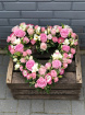 Children?s Funeral Tributes | Funeral Flowers | Funeral Hearts | Petite Pink Rose & Freesia Open Heart