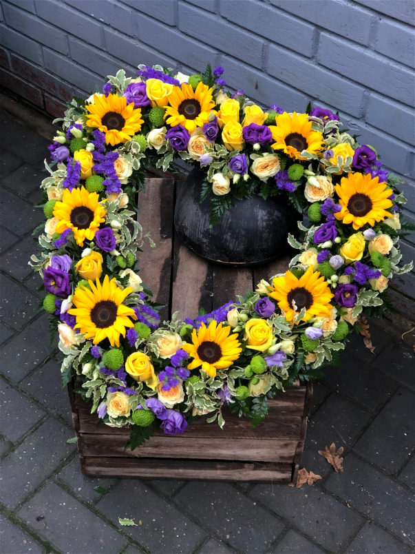 Funeral Flowers | Funeral Hearts | Sunflower Open Heart