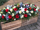 Casket Sprays | Funeral Flowers | Red, White & Blue Casket Spray