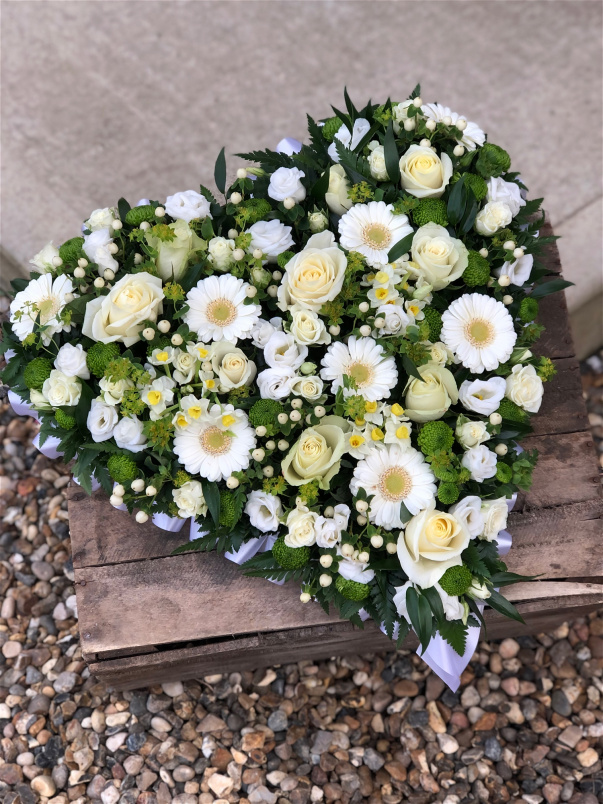 Funeral Flowers | Funeral Hearts | White Mixed Heart